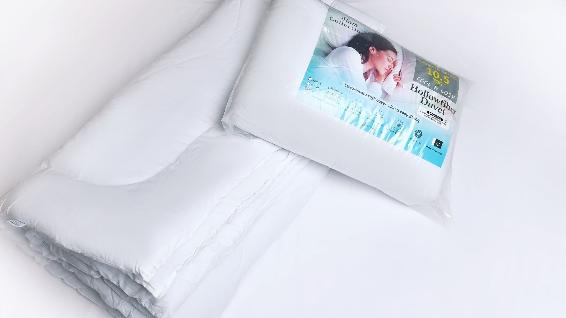 Premium All-Season Hollow Fiber Duvet – 400 GSM, 10.5 Tog, Machine Washable – White
