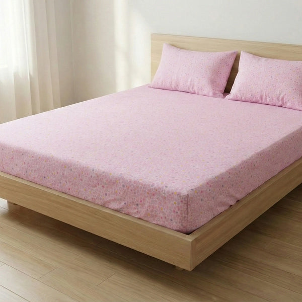 Check Cotton Bedsheet Set – Fitted Sheet & Pillow Covers|BP04