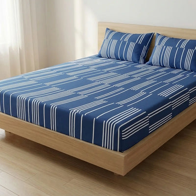 Check Cotton Bedsheet Set – Fitted Sheet & Pillow Covers|BP03