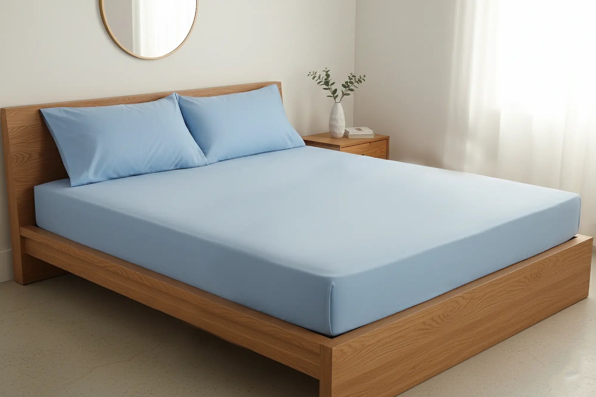 Dyed Cotton Bedsheet Set – Fitted Sheet & Pillow Covers|BD04