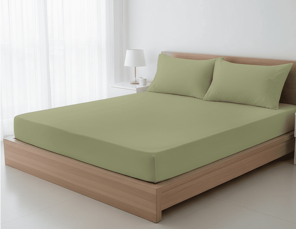 Dyed Cotton Bedsheet Set – Fitted Sheet & Pillow Covers|BD04-12