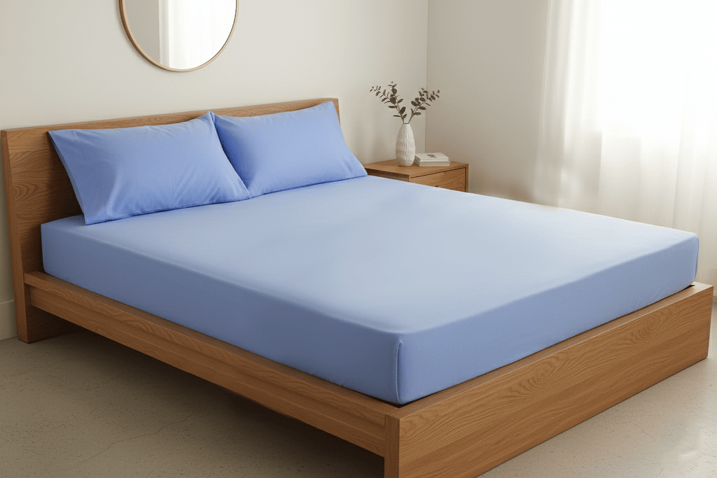 Dyed Cotton Bedsheet Set – Fitted Sheet & Pillow Covers|BD04-12