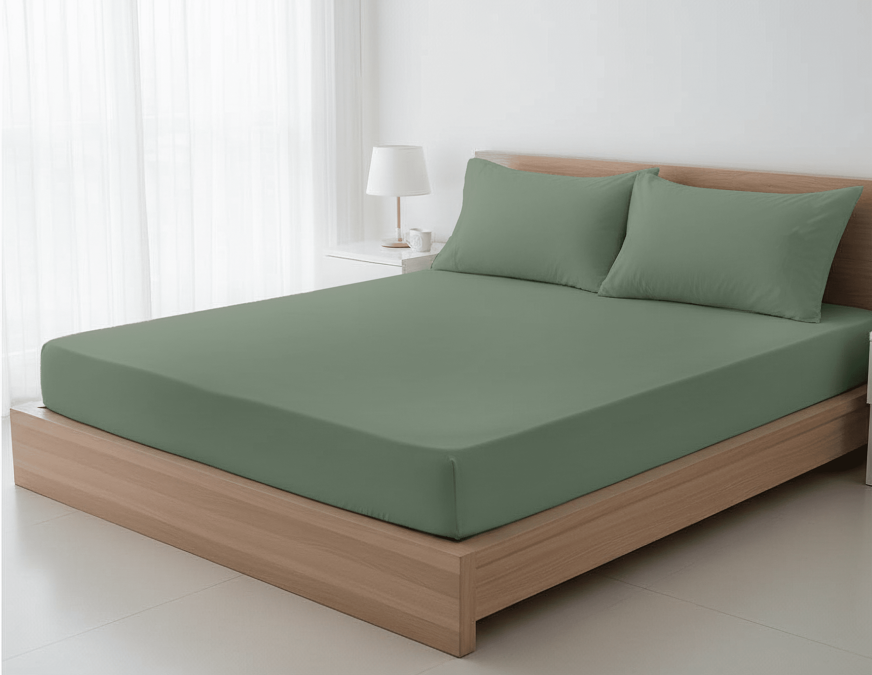 Dyed Cotton Bedsheet Set – Fitted Sheet & Pillow Covers|BD04-12