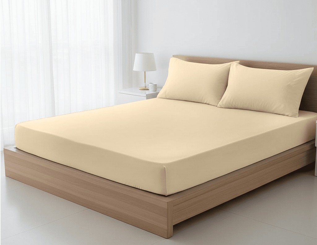 Dyed Cotton Bedsheet Set – Fitted Sheet & Pillow Covers|BD04-12