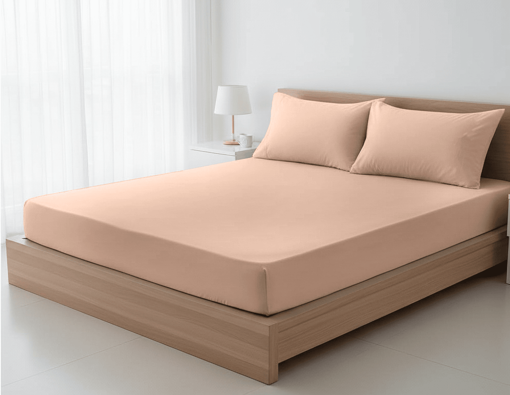 Dyed Cotton Bedsheet Set – Fitted Sheet & Pillow Covers|BD04-12