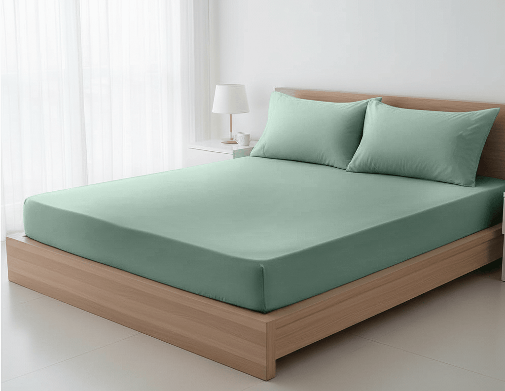 Dyed Cotton Bedsheet Set – Fitted Sheet & Pillow Covers|BD04-12