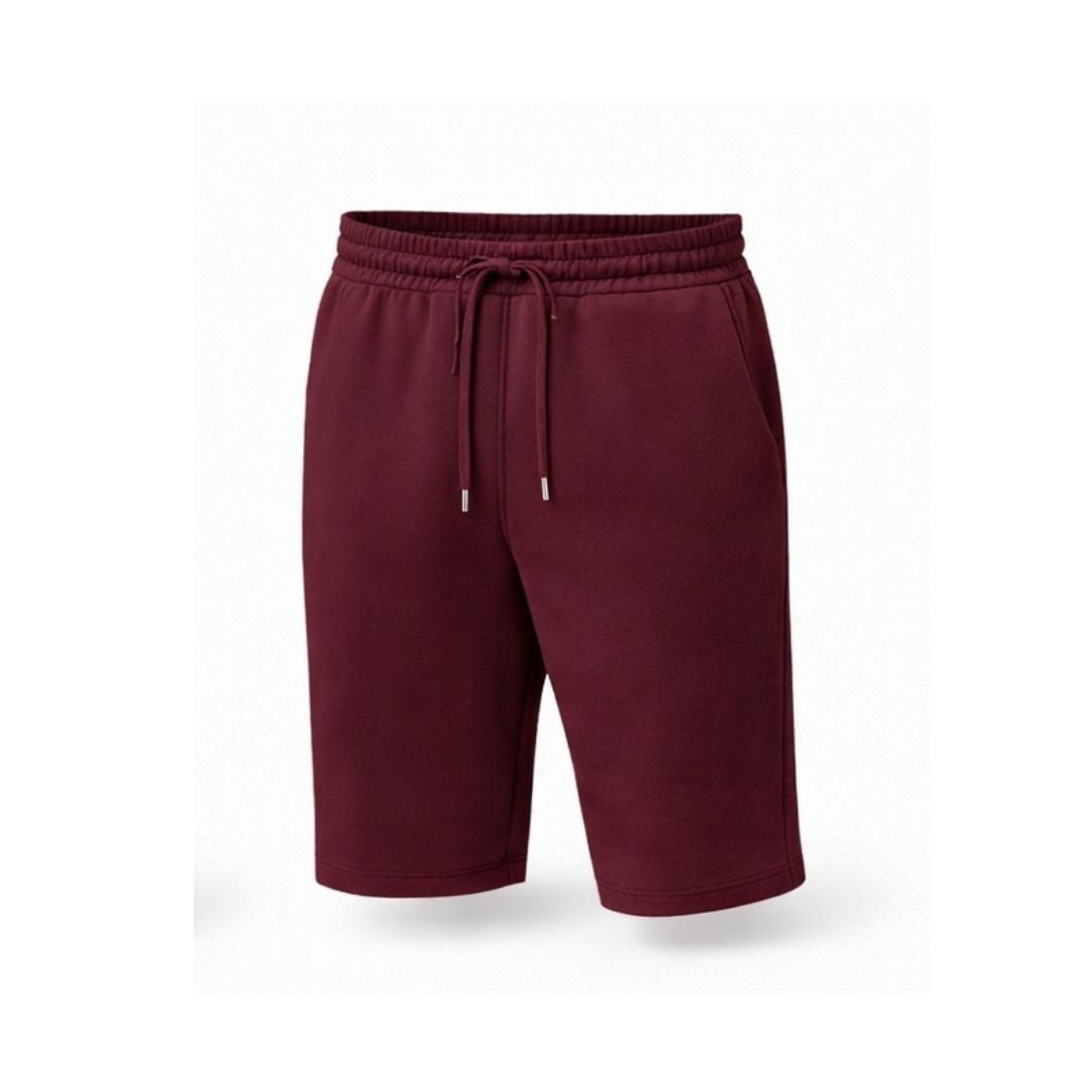 Men’s Maroon Fleece Shorts – Soft Cotton Lounge & Casual Wear | UK