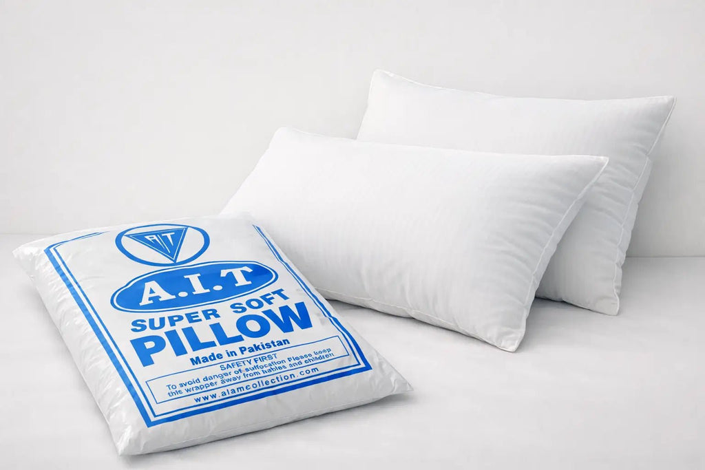 Luxury Cotton Pillow – 100% Cotton Sateen, 300 Thread Count, Hollow Fiber Filling – Soft, Supportive & Breathable – White, Hotel-Quality