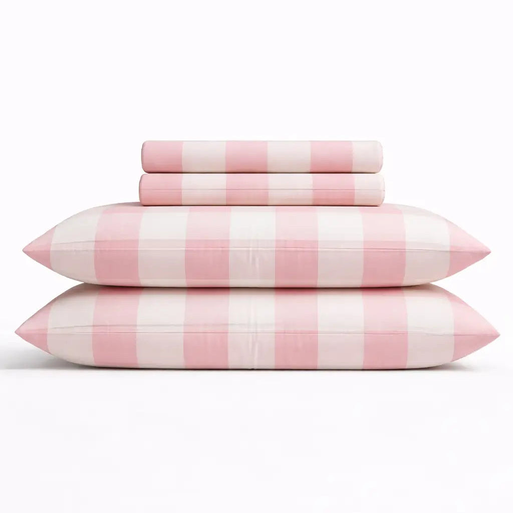 Check Cotton Bedsheet Set – Fitted Sheet & Pillow Covers|BP02
