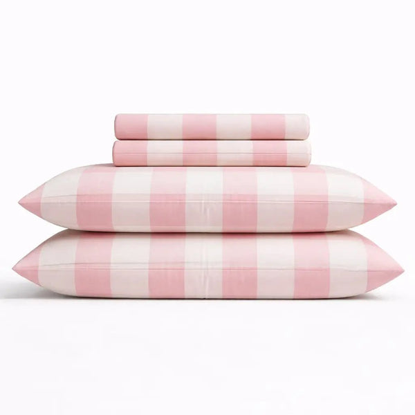 Check Cotton Bedsheet Set – Fitted Sheet & Pillow Covers|BP02