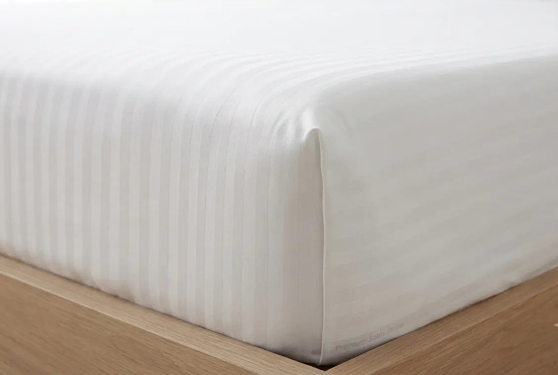 Supreme Touch King Size Cotton Sateen Stripe Bedsheet – White, Luxury Premium Bedding