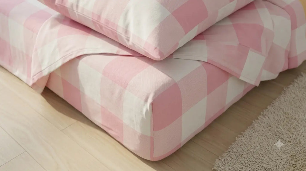 Check Cotton Bedsheet Set – Fitted Sheet & Pillow Covers|BP02