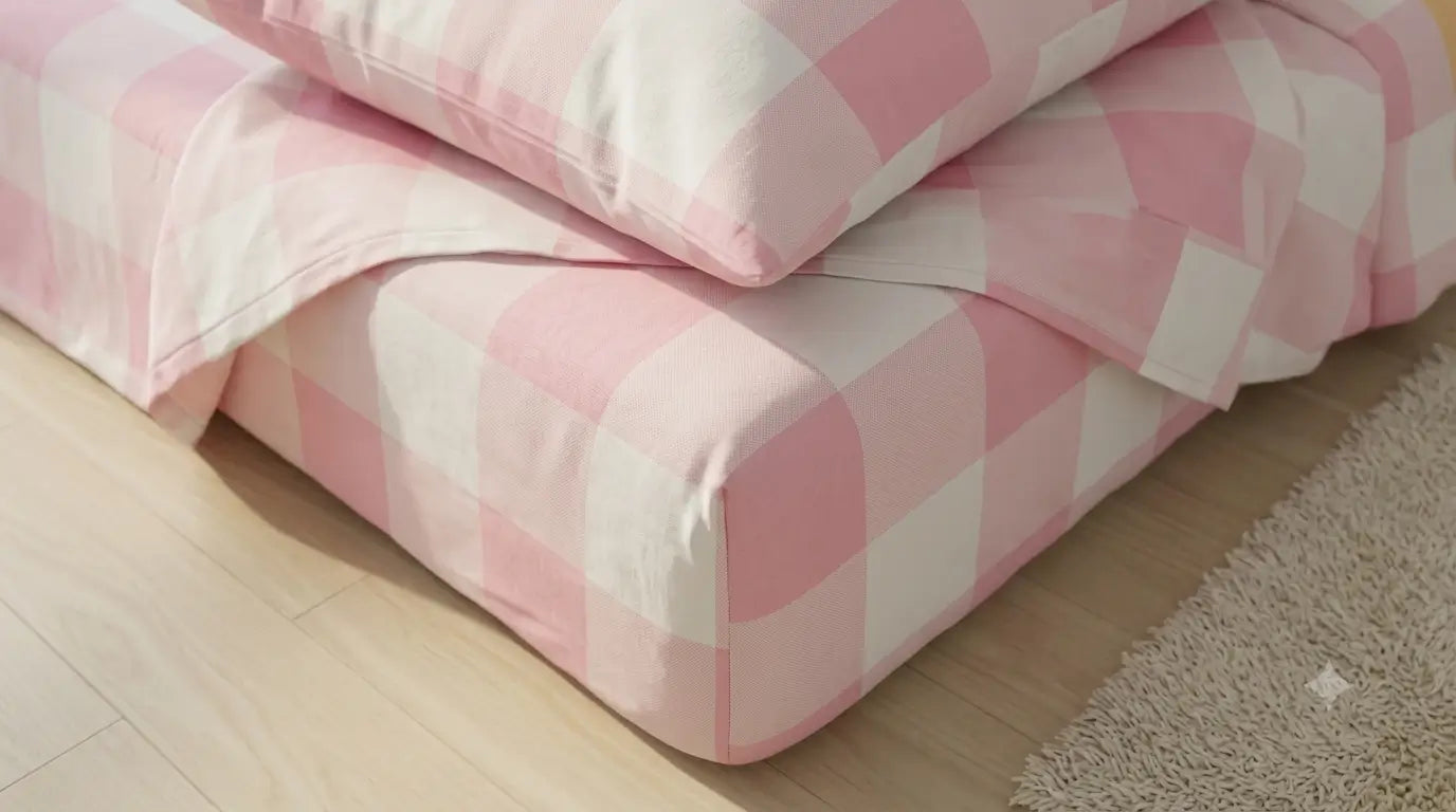 Check Cotton Bedsheet Set – Fitted Sheet & Pillow Covers|BP02