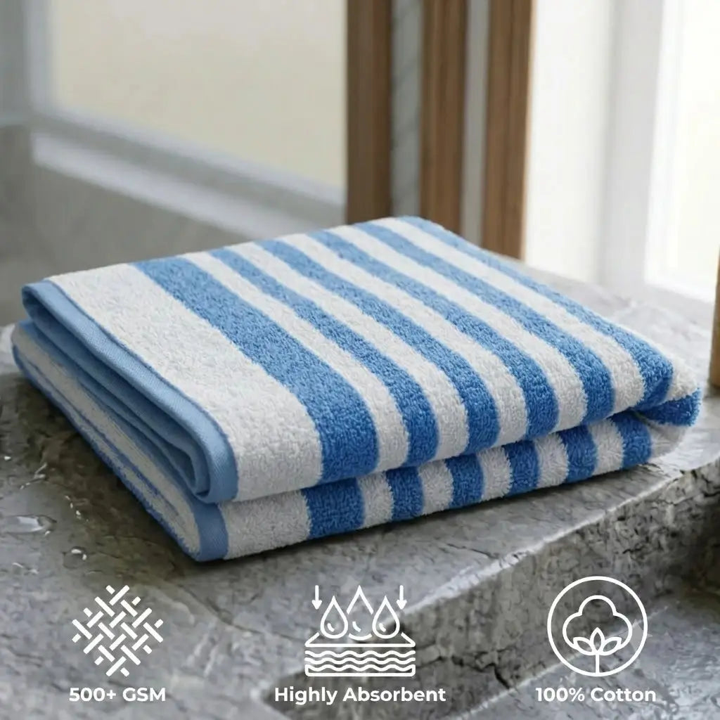 Blue Cotton Bath Sheet 100x150cm | Ring-Spun 500GSM