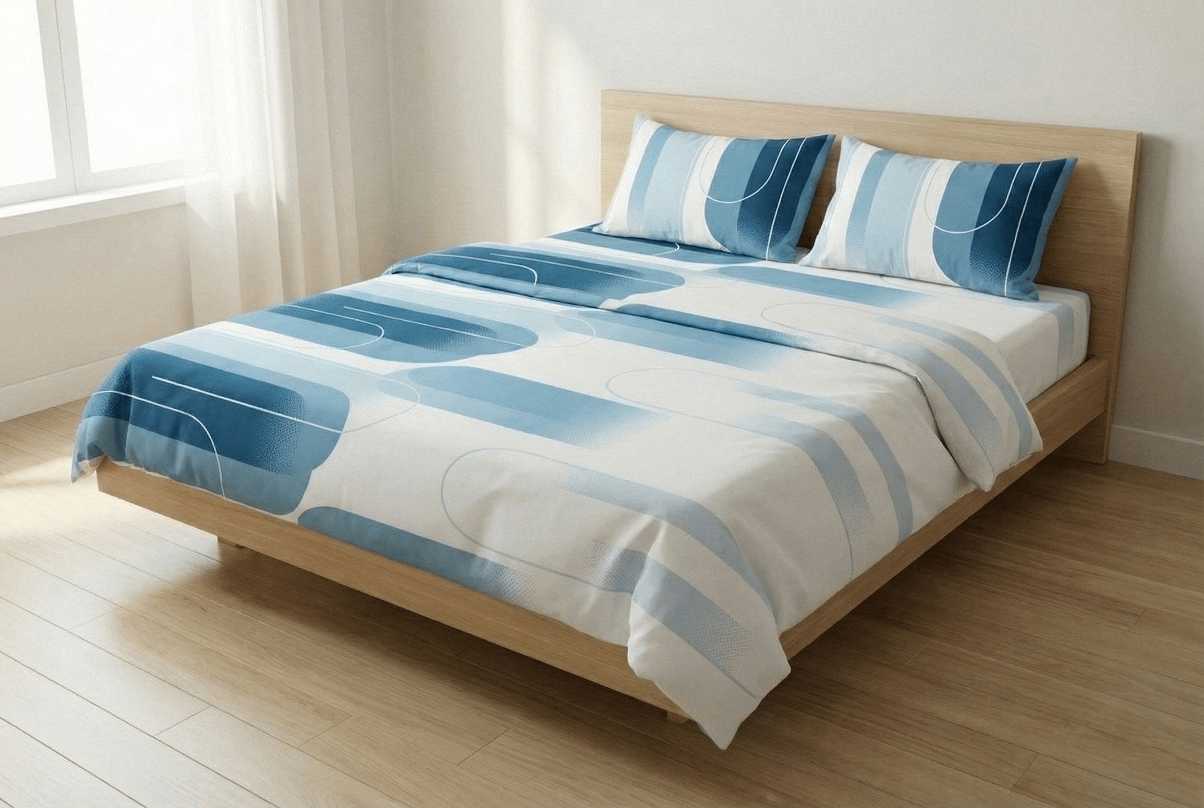 Alam Collection premium cotton fitted bedsheet set with pillow covers, soft breathable fabric, elegant modern bedroom design