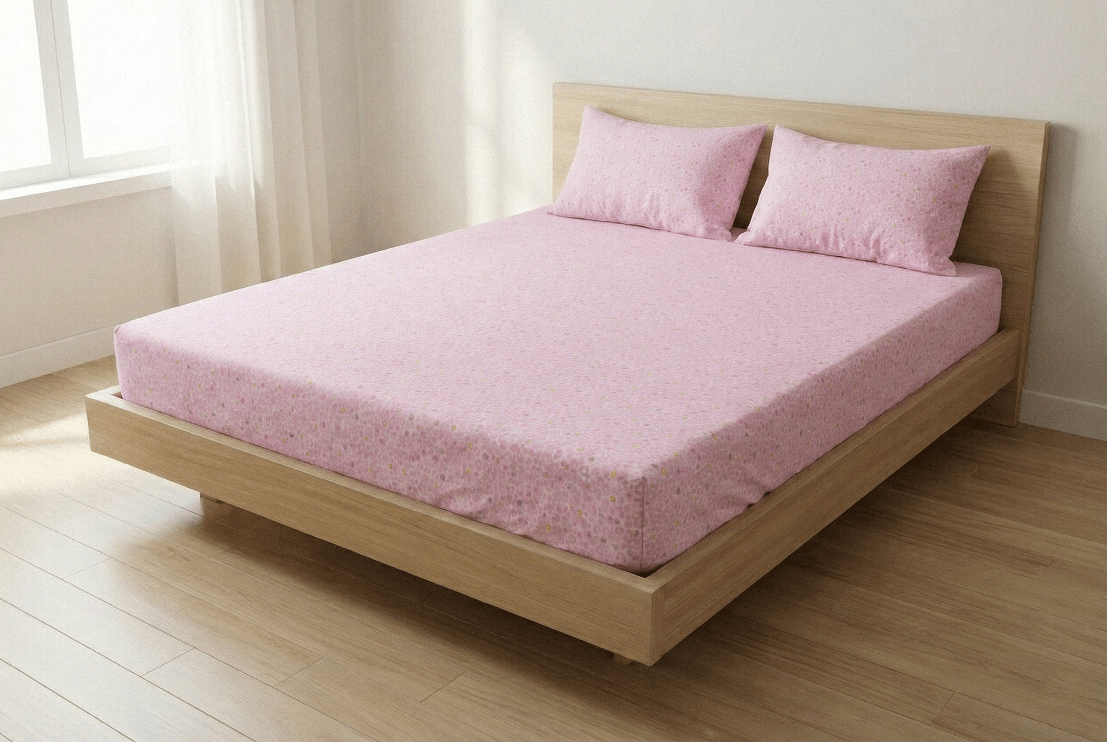 Alam Collection premium cotton fitted bedsheet set with pillow covers, soft breathable fabric, elegant modern bedroom design