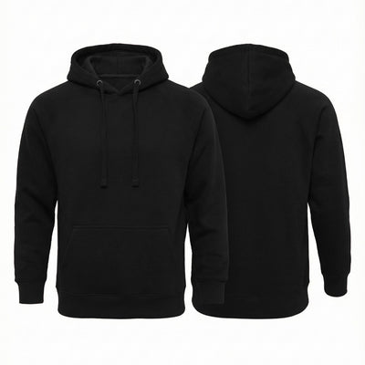 Cotton rich 300 GSM pullover hoodie with brushed fleece in black grey navy and maroon by AlamCollection