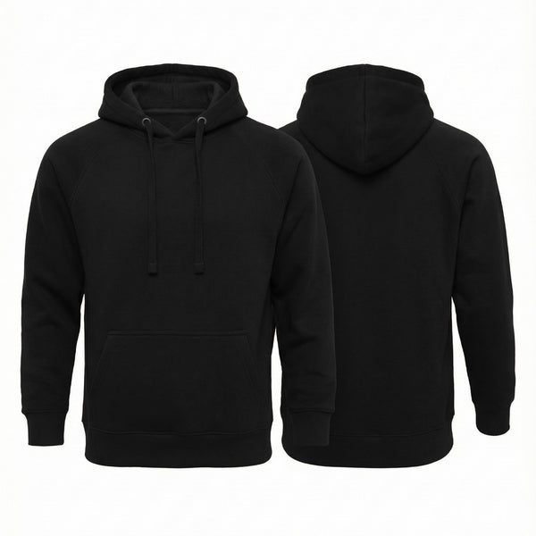 Cotton rich 300 GSM pullover hoodie with brushed fleece in black grey navy and maroon by AlamCollection