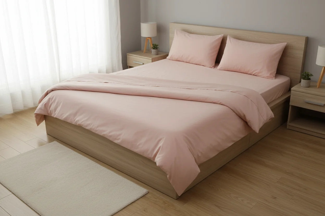 Dyed Cotton Bedsheet Set – Fitted Sheet & Pillow Covers|BD03