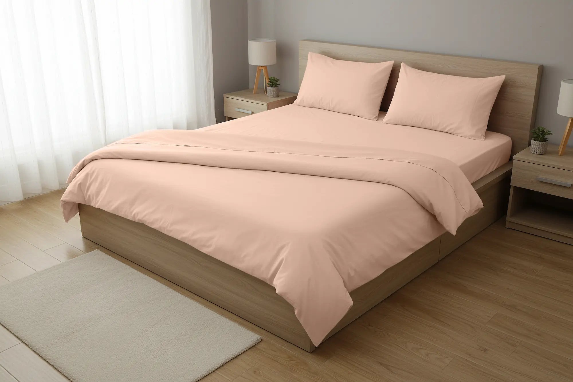 Dyed Cotton Bedsheet Set – Fitted Sheet & Pillow Covers|BD02