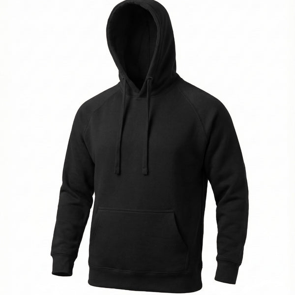 Cotton rich 300 GSM pullover hoodie with brushed fleece in black grey navy and maroon by AlamCollection