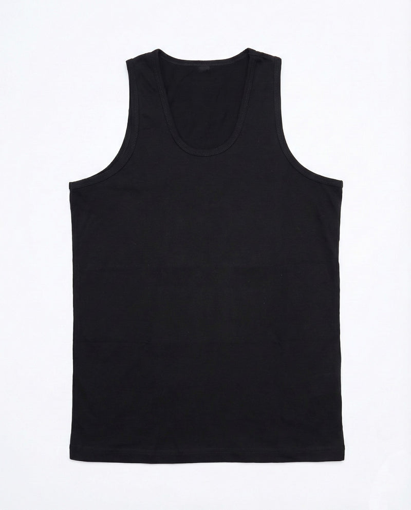 Men’s Cotton Undervest – 3 PCS Pack 100% Pure Cotton Black | AlamCollection